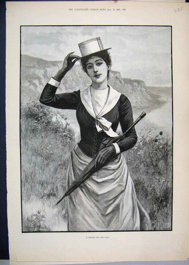 Print 1890 Portriat Woman Cliffs Sydney Cowell 85M