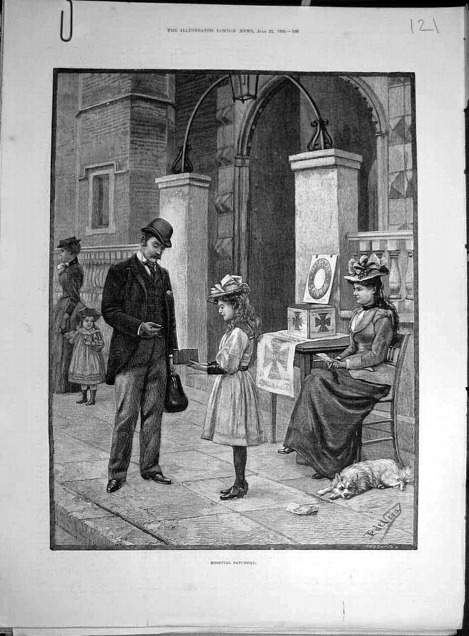 Print 1893 Hospital Saturday Collections Street Ch