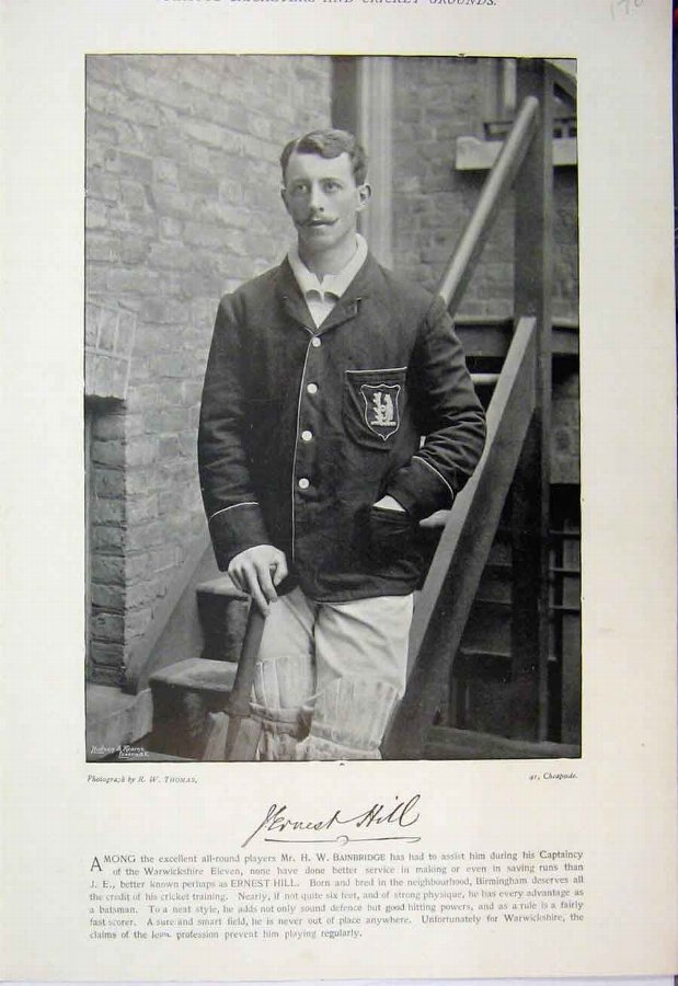 Print 1895 Cricket Sport Ernest Hill Henderson Pho