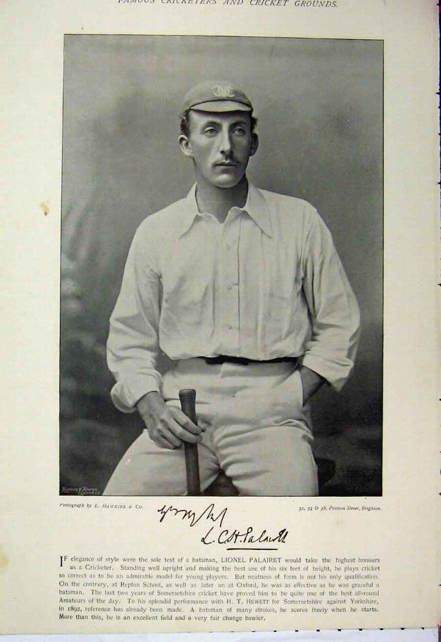 Print 1895 Cricket Sport Photograph Lionel Palaire
