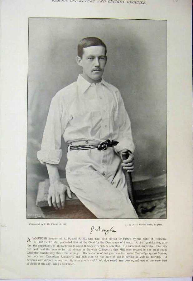 Print 1895 Sport Cricket Douglas William Bruce Pho