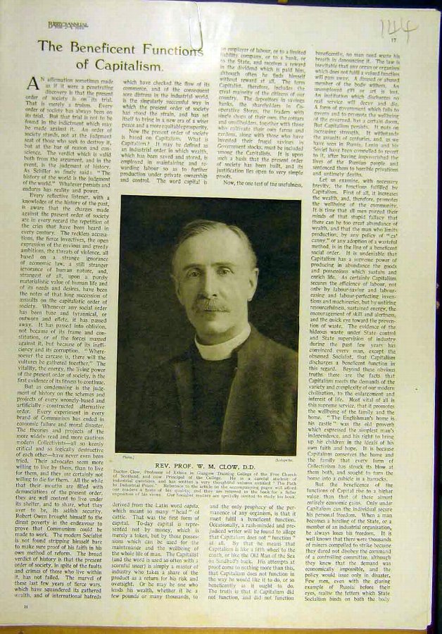 Print 1922 Portrait Reverend Professor Clow Glasgo