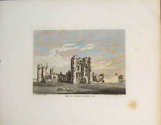 Print Abbey Zouch Leicester England Old Art 085961