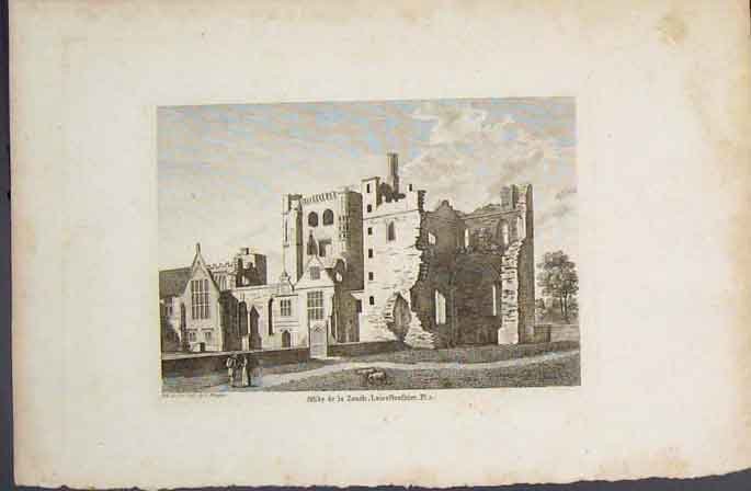 Print Abbey Zouch Leicestershire England Old 07596