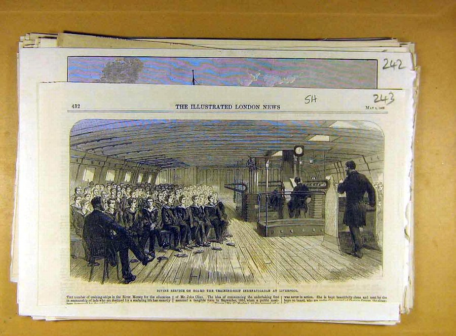 Print 1866 Indefatigable Naval Training Ship Liver