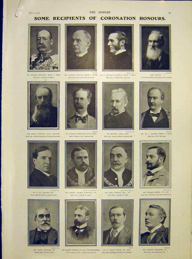 Print Coronation Honours Portrait Prince Duke Sher