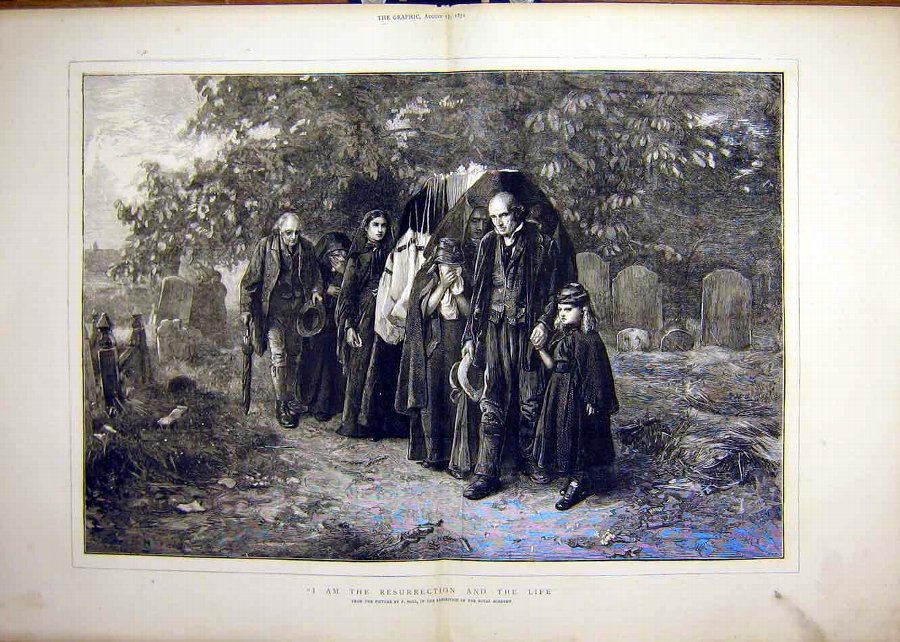 Print 1872 Holl Funeral Resurection Life Death Cem