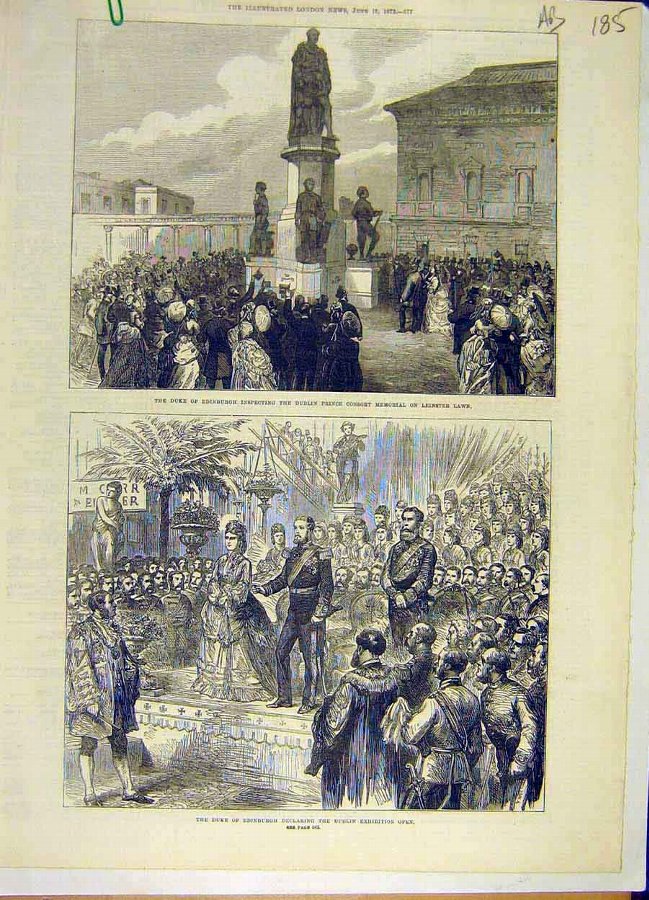 Print 1872 Duke Edinburgh Dublin Exhibition Leinst