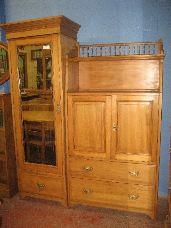 Edwardian Satin Wood Combination Wardrobe