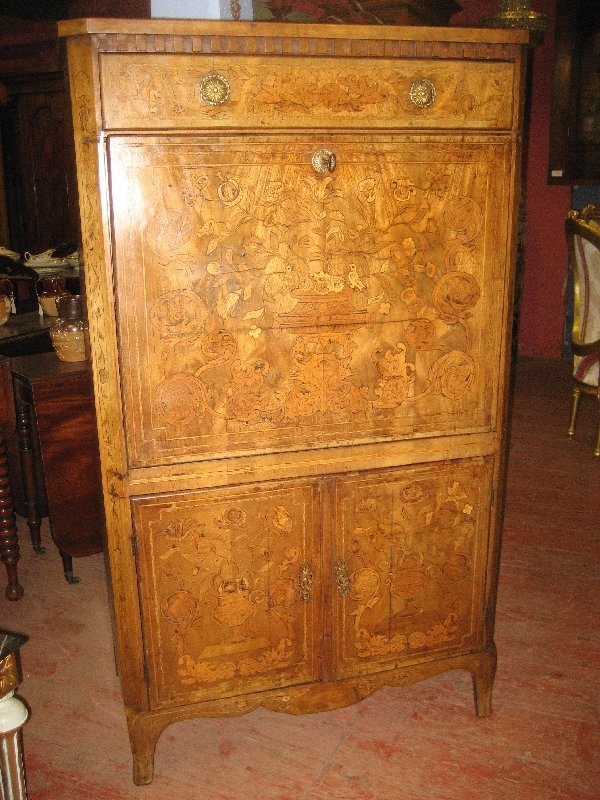 Dutch Walnut and Marquetry Secretaire