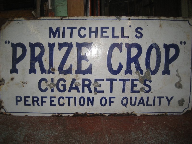 Mitchells Prize Crop Cigarettes Enamel Sign