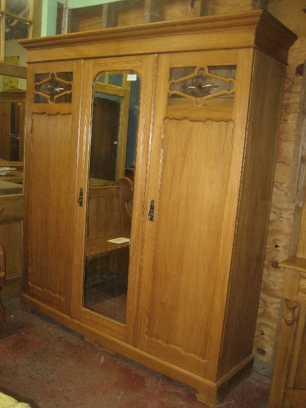 Edwardian Satin Wood Triple Wardrobe