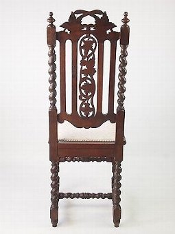 Antique Antique Victorian Gothic Oak Hall Chair - Side Desk Dining Kitchen End Chairs