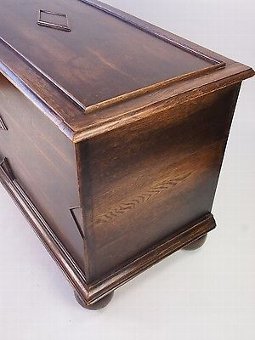 Antique Vintage Oak Blanket Chest -Panelled Coffer Toy Box Coffee Table TV Unit Trunk