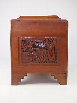 Antique Vintage Asian Carved Camphor Wood Chest - Coffer Blanket Toy Box Coffee Table
