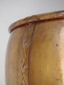 Antique Antique Victorian Copper Log Bin - Jardiniere Brass Lions Paw Feet Coal Bucket