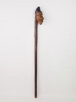 Antique Antique Walking Stick -Victorian Stage Prop- Wooden Cane Carved Mr Punch