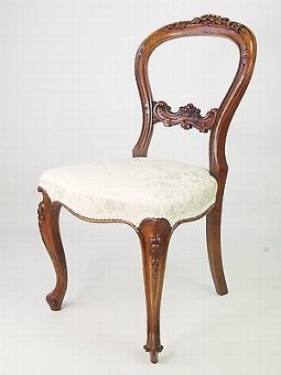 Antique Antique Victorian Walnut Balloon Back Chair -Dining Side Hall Bedroom Chair