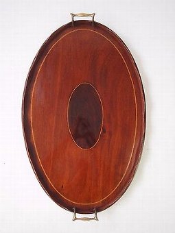 Antique Antique Edwardian Mahogany Tray -Inlaid Serving Dinner Drinks Card Buttlers Tray
