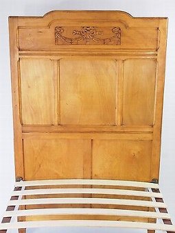 Antique Antique French Single Bed - 3FT x 6FT3 Vintage Carved Fruitwood Bedstead