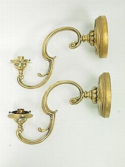 Antique Pair Antique Wall Lights - Victorian Brass Branch Sconces Gas Chandelier Lamps