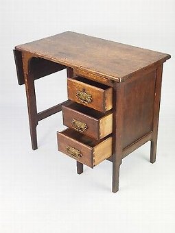 Antique Small Vintage Oak Desk - Circa 1920's Antique Art Deco Writing Table Drawers