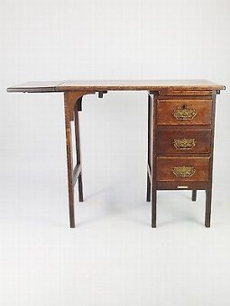 Antique Small Vintage Oak Desk - Circa 1920's Antique Art Deco Writing Table Drawers