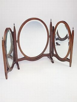 Antique Mahogany Triple Folding Dressing Table Mirror - Vintage Art Deco Bedroom Mirror