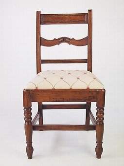 Antique Pair Antique Georgian Elm Side Chairs - Regency Kitchen Hall Desk Dining Chair