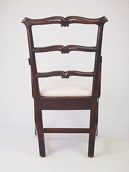 Antique Antique Georgian Oak Desk Chair - Ladder Back Hall Dining Open Armchair Carver