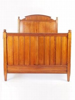 Antique Antique Victorian Large Single Pitch Pine Bed -3FT6x6FT3 Vintage Gothic Bedframe