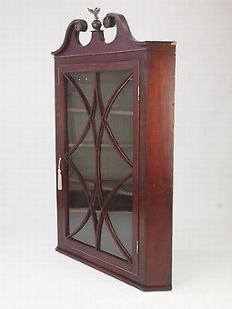 Antique Antique Georgian Corner Cupboard - Large Mahogany Regency Glazed Hanging Cabinet
