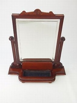 Antique Very Large Antique Victorian Dressing Table Mirror -Mahogany Swing Toilet Mirror