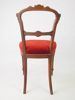 Antique Pair Antique Victorian Walnut Balloon Back Chairs - Hall Dining Side Desk Chair