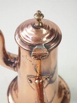 Antique Antique Georgian Copper Coffee Pot - Tea Chocolate Pot Victorian Kitchenalia