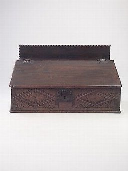 Antique Antique Oak Bible Box - 18th Century Writing Slope Coffer Chest Box Bureau