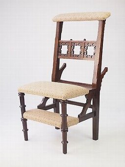 Antique Victorian Oak Metamorphic Prayer Chair - Gothic Dresing Table Hall Chair