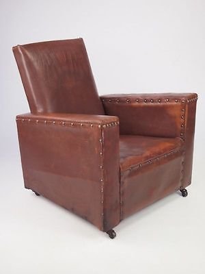 Antique Art Deco Childs Leather Club Armchair - Small Vintage Kids 1920s Tub Chair