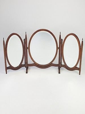 Antique Mahogany Triple Folding Dressing Table Mirror - Vintage Art Deco Bedroom Mirror