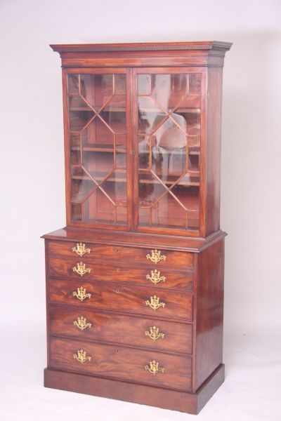 Antique George III Mahogany Secretarie Bookcase