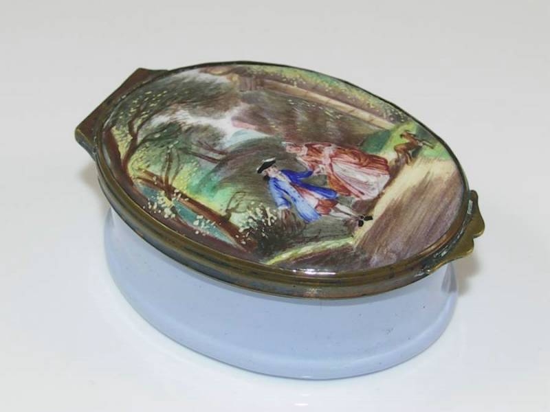 Early 19th Century Painted Enamel Pill Box