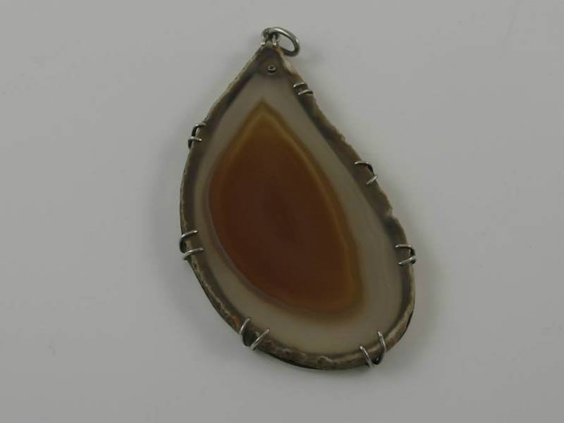 Continental Silver Mounted And Agate Pendant