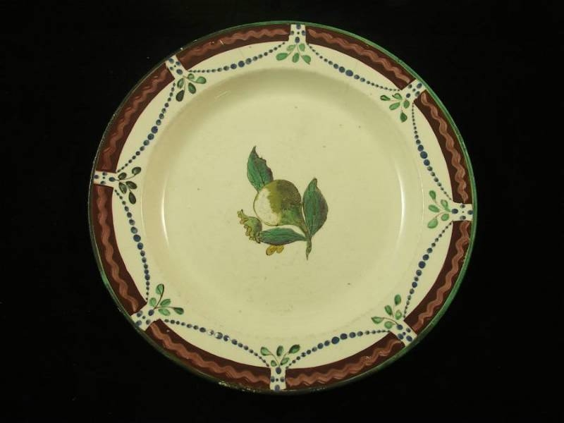 Late 18th Century Enamelled Creamware Plate By Turner