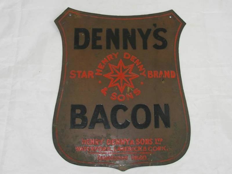 Late 19th Century Irish Butchers Bacon Advertising Sign