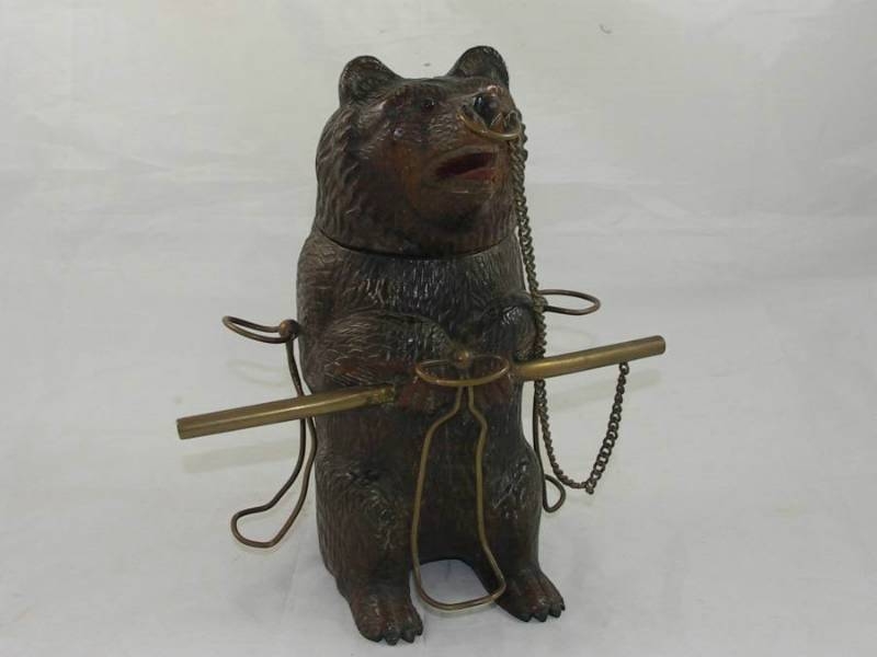 Superb Early 20th Century Black Forest Bear Tobacco Jar And Pipe Rack