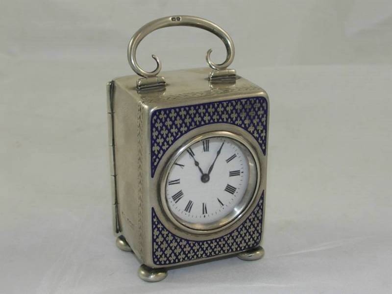 Early 20th Century Silver And Enamel Clock