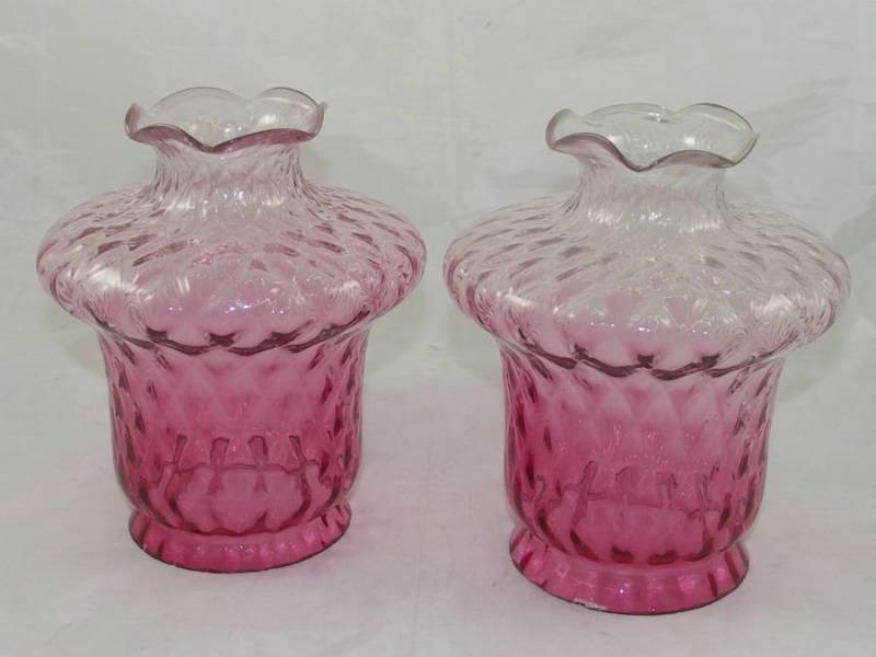 Pair Of Victorian Cranberry Light Shades