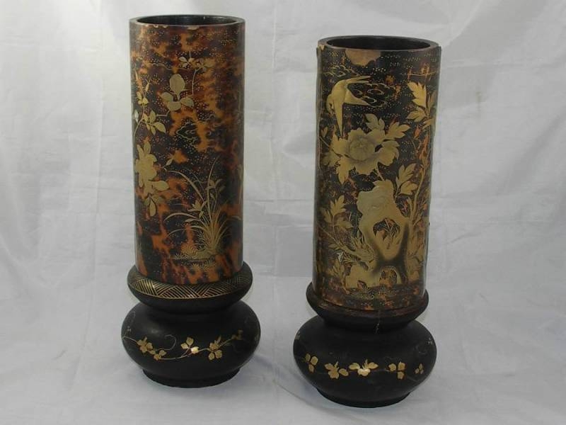 A Superb Matched Pair Of 19th Century Tortoiseshell Vases