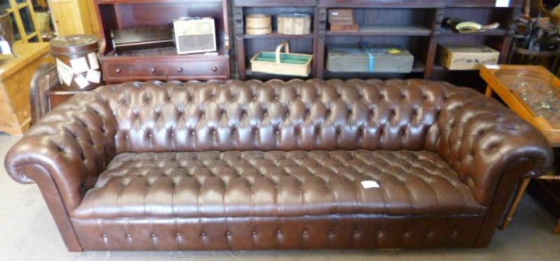 Brown Leather Chesterfield Settee