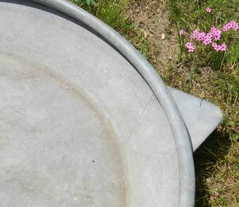 Antique Huge French Galvanised Garden Planter Zinc Bird Bath Water Feature